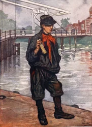 Eine Straße in Amsterdam: Junge mit Klappern, 1904